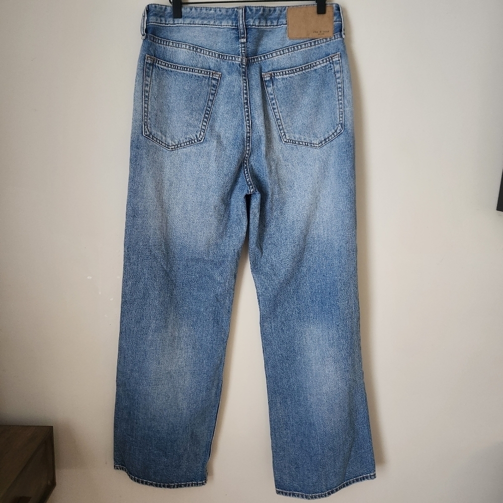 rag & bone | Logan Mid-Rise Distressed Wide Leg Jeans in Vandam - Size 28 - Picture 6 of 13